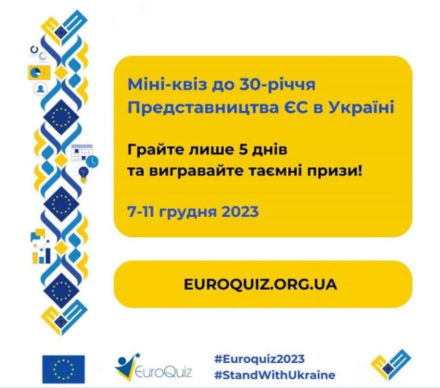 Інформаційний центр ЄС при ЧДТУ запрошує пройти мініквіз про історію і напрями діяльності представництва Євросоюзу в Україні