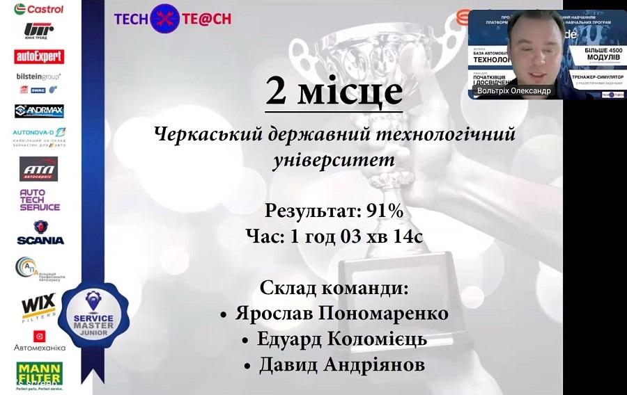 Команда автомобілістів ЧДТУ посіла ІІ місце у Всеукраїнському конкурсі Service master junior 2026 UA
